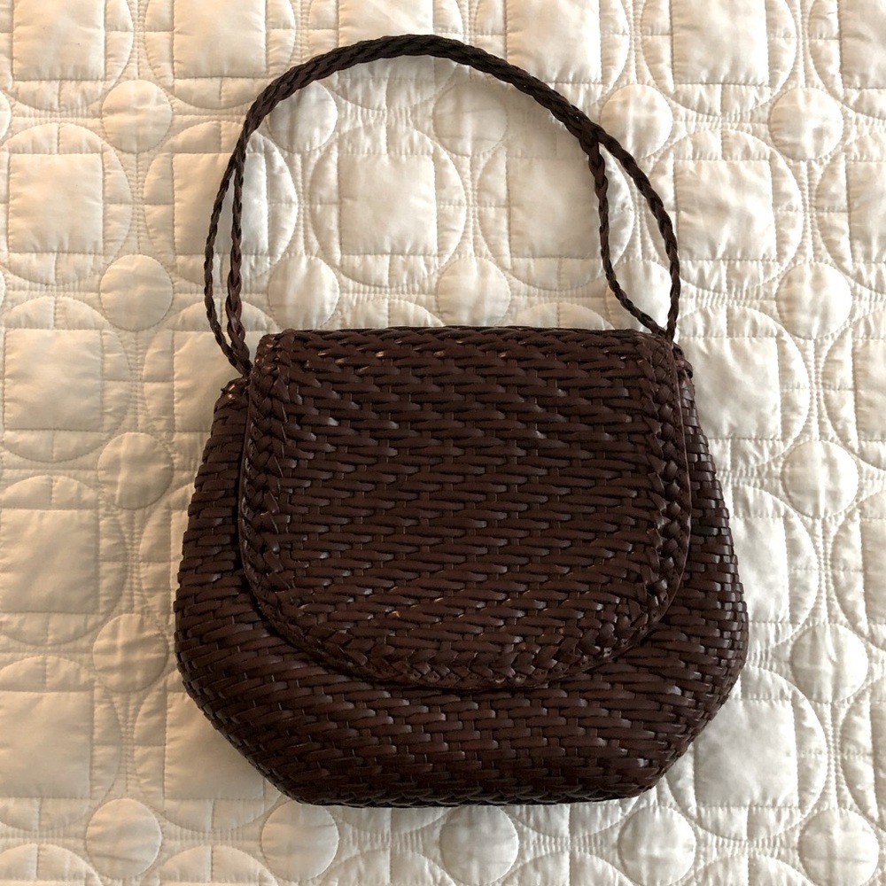 De Vecchi by Hamilton Hodge Chocolate Woven Leather Shoulder Handbag. Italy.